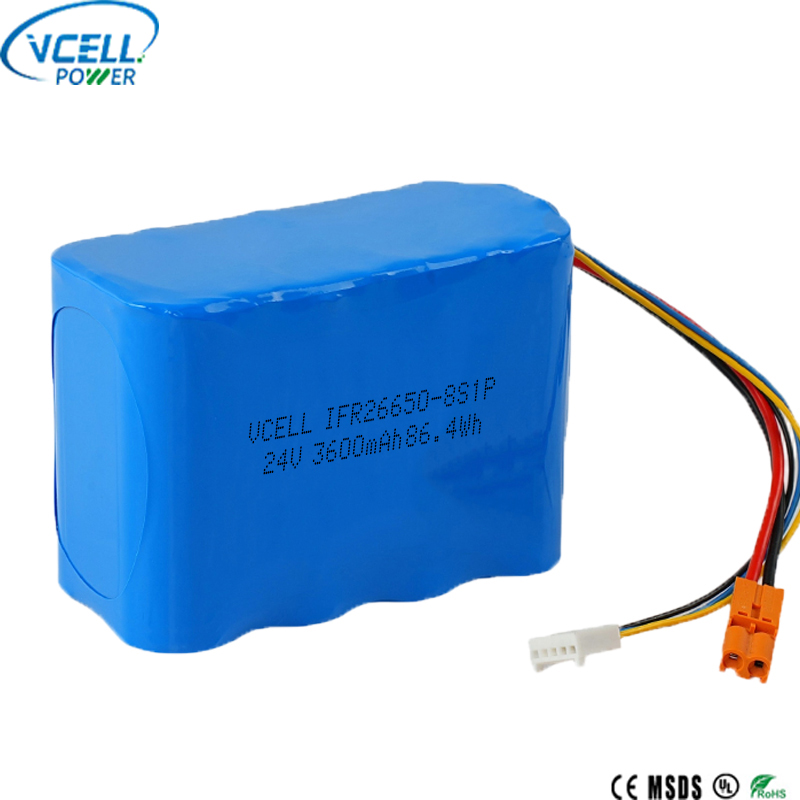 24V 3600mAh 26650 LiFePO4 Rechargeable Battery Pack