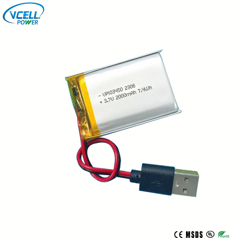3.7V 2000mAh 103450 Li Polymer Battery