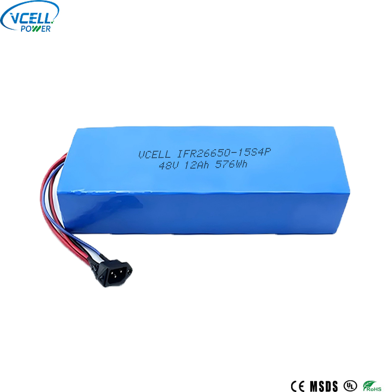 48V 12Ah 26650 Ebike LiFePO4 Battery Pack